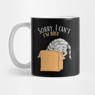 Sorry I cant Im busy cat in glasses funny sarcastic messages sayings and quotes Mug